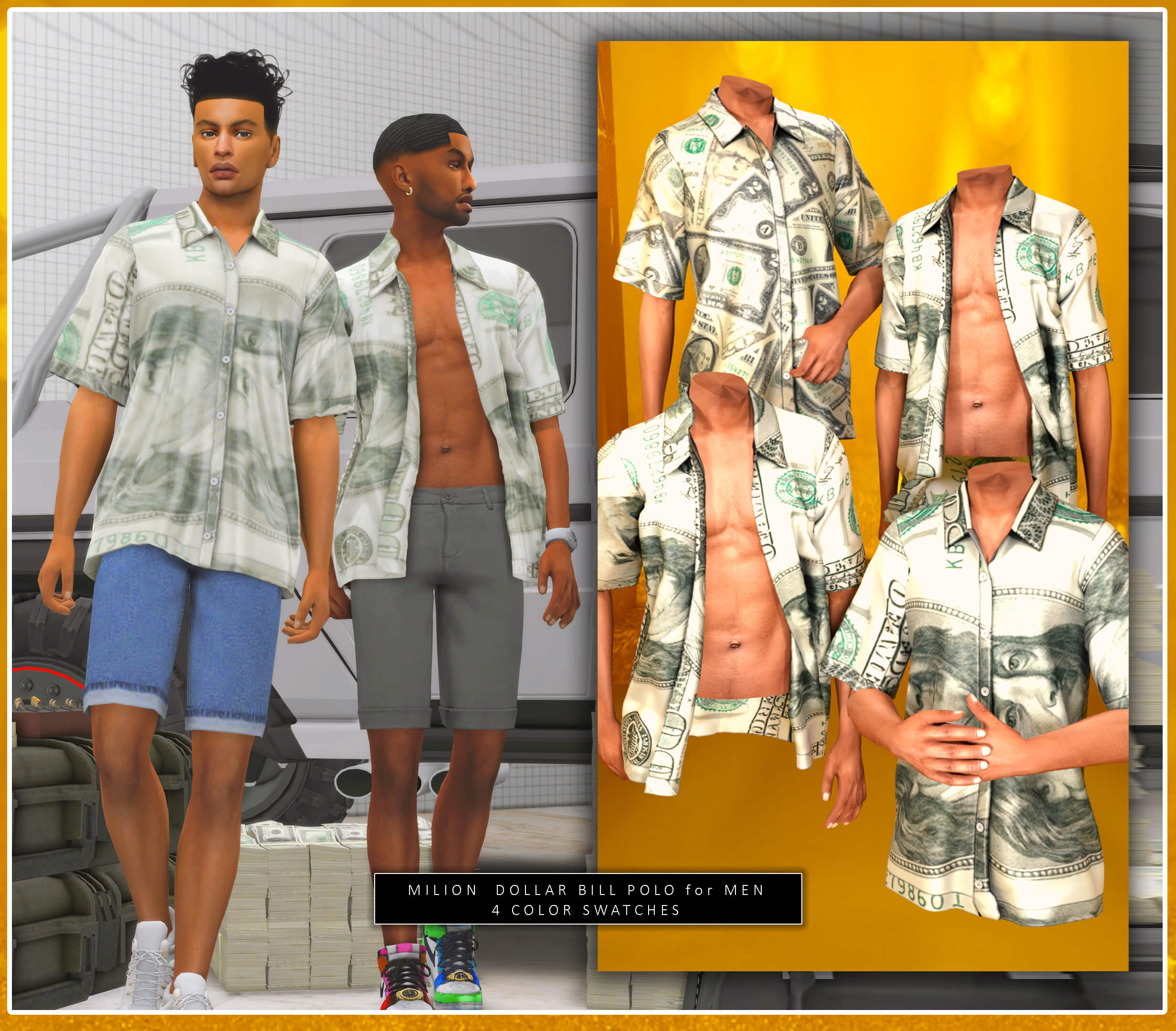 The Sims Book | Sims 4 MILLION DOLLAR BILL POLO | Alpha Male Clothing custo...
