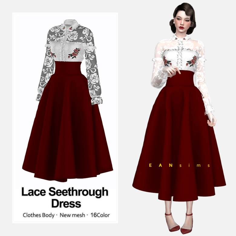 Sims 4 Lace Seethrough Dress - The Sims Book