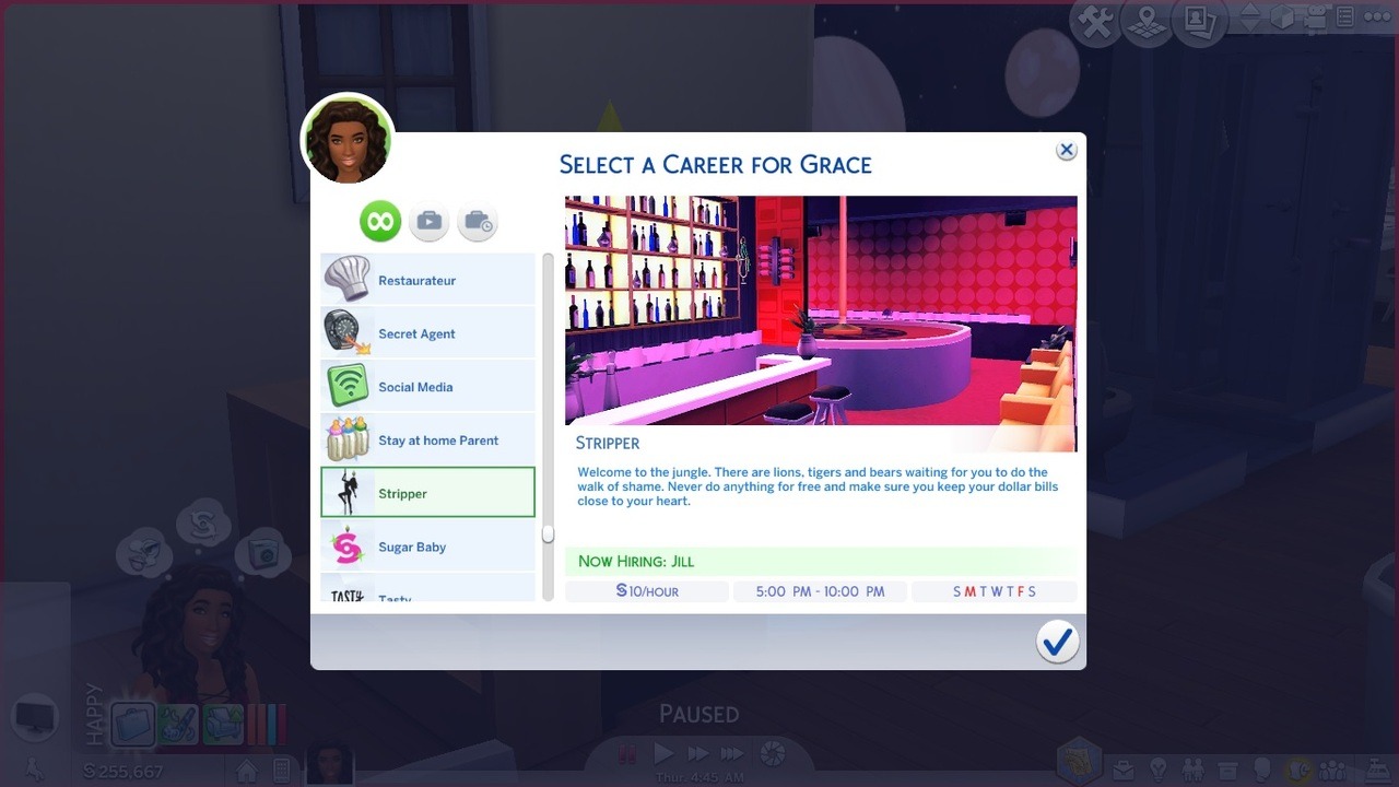 stripper career the sims 4