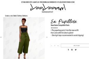 Sims 4 En Papillote - Base Game Compatible Pants - The Sims Book