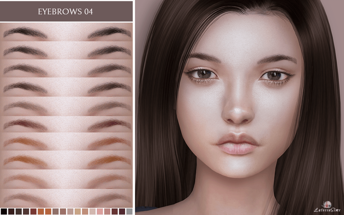 Sims 4 eyebrows 04 female all ages 18 colors hq | The Sims Book