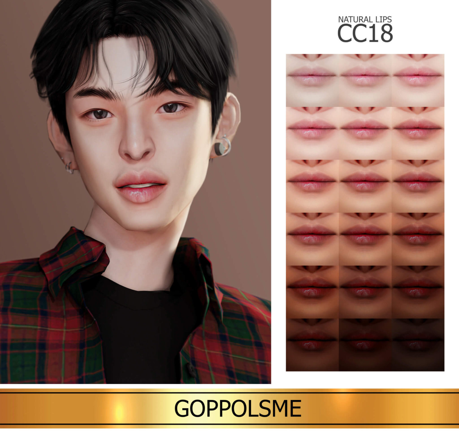 Sims 4 gpme gold natural lips cc18 - The Sims Book