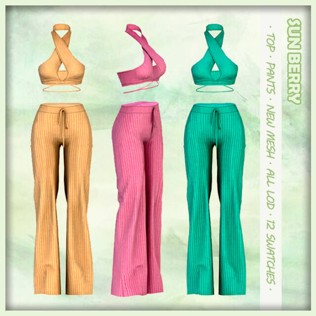 Sims 4 sunberry knit top pant | The Sims Book
