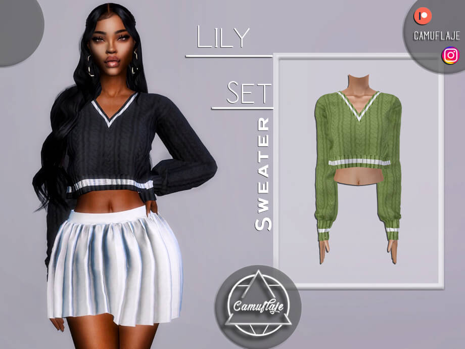 Sims 4 Lily Set Sweater by Camuflaje at TSR | The Sims Book