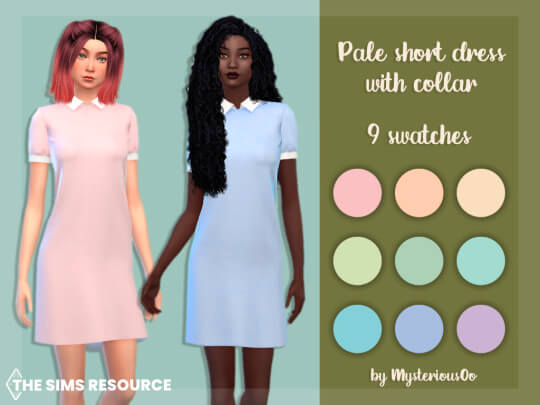 Sims 4 pale short dress with collar | The Sims Book