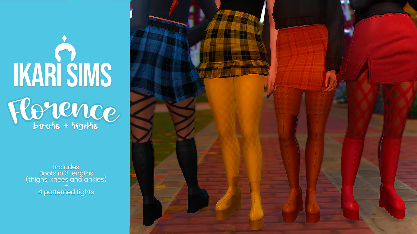 Sims 4 Florence Boots Patterned Tights The Sims Book