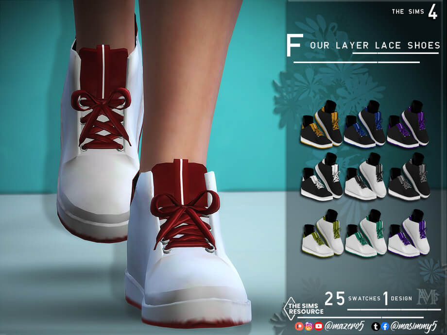 Sims 4 Four Layer Lace Shoes by Mazero5 at TSR | The Sims Book