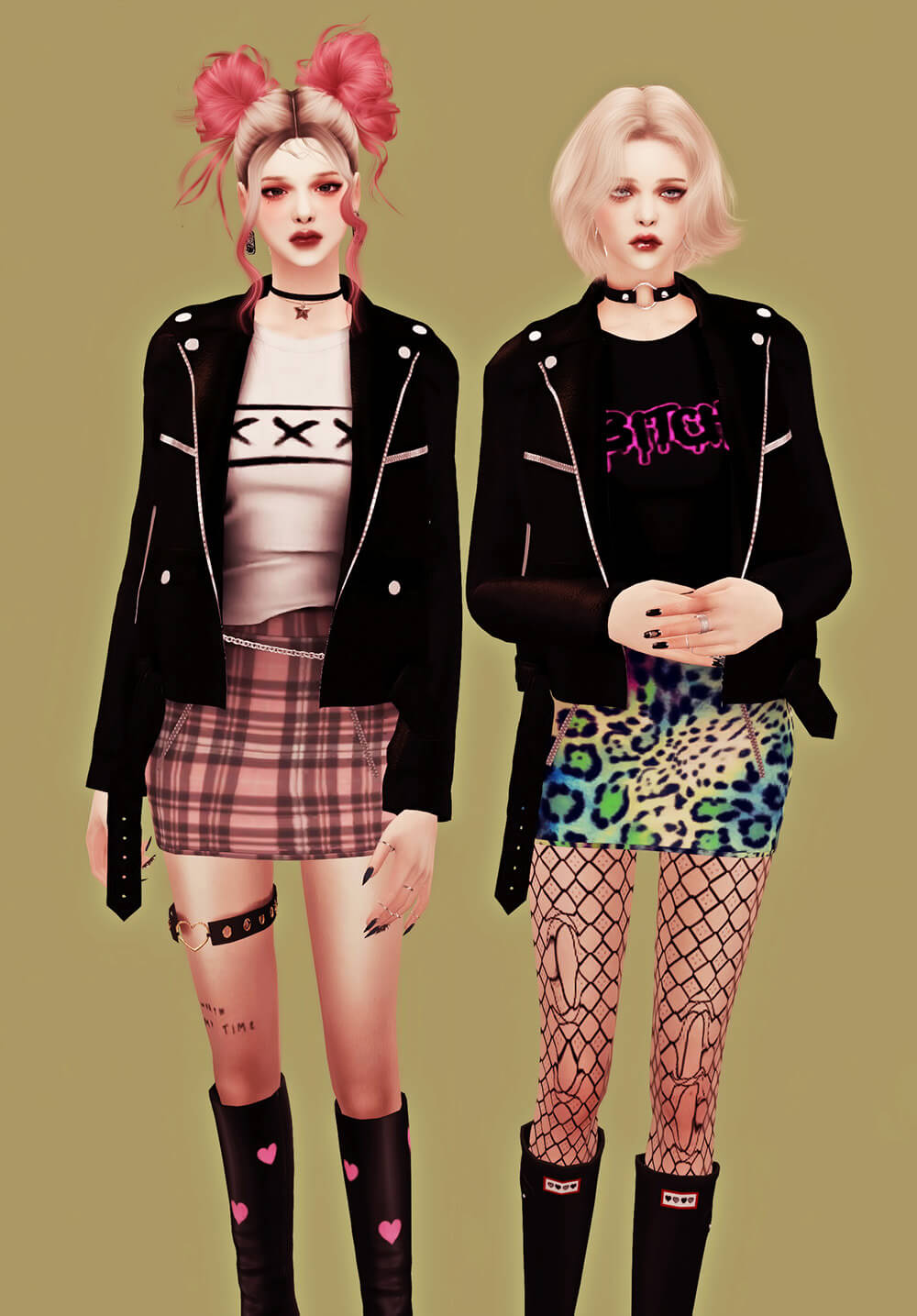 Sims 4 leather jacket skirt set | The Sims Book