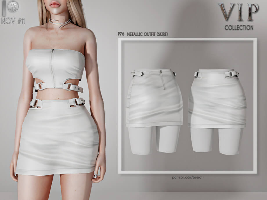 Sims 4 METALLIC OUTFIT (SKIRT) P76 by busra-tr | The Sims Book