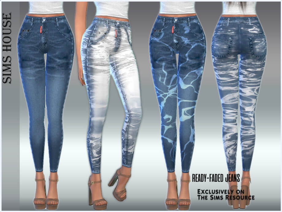 Sims 4 Ready-faded jeans by Sims House | The Sims Book