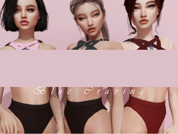 Sims 4 Blue Craving - Pentagram Harness Top