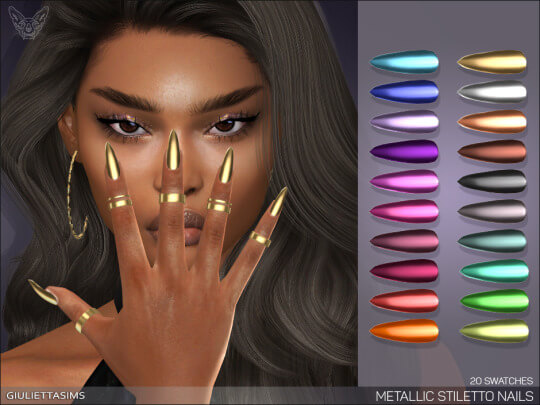 Sims 4 metallic stiletto nails | The Sims Book