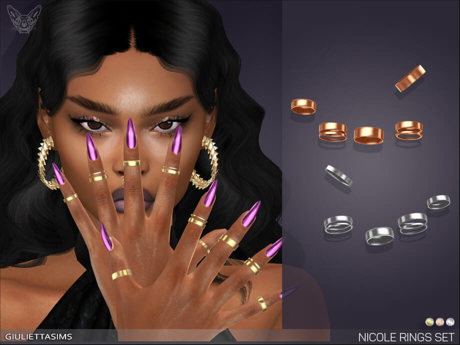 Sims 4 Nicole Multiple Rings Set by feyona at TSR | The Sims Book