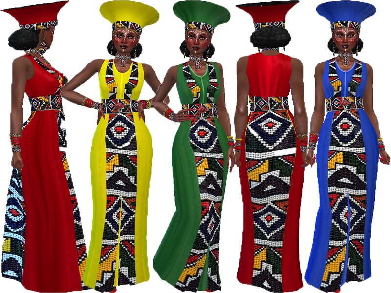 Sims 4 Zulu dress long (Recolor) by TrudieOpp at TSR | The Sims Book
