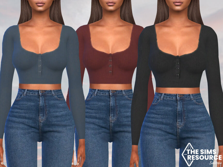 repent death Perceive Female Cropped Buttoned Tops | The Sims Book