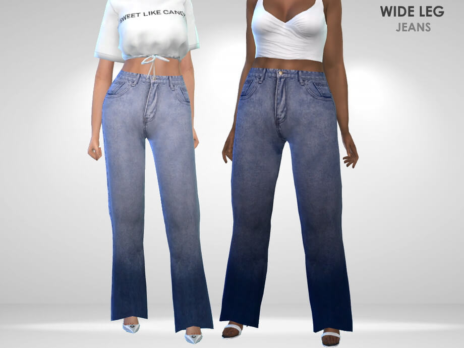 The Sims 4 Wide Leg Jeans by Puresim | The Sims Book