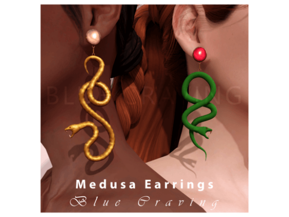 Blue Craving - Medusa earrigs - The Sims 4
