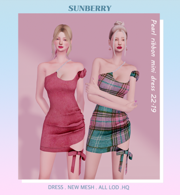 sunberrypearl ribbon mini dress