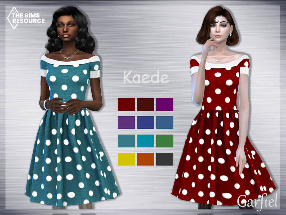 “Kaede” Polka-dot dress | The Sims Book