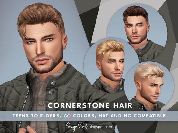 The Sims 4 Cornerstone Hair by SonyaSimsCC at TSR