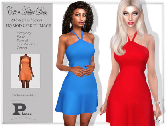 The Sims 4 Cotton Halter Dress by pizazz