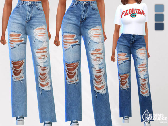 The Sims 4 Full Ripped Trendy Mom Jeans by Saliwa