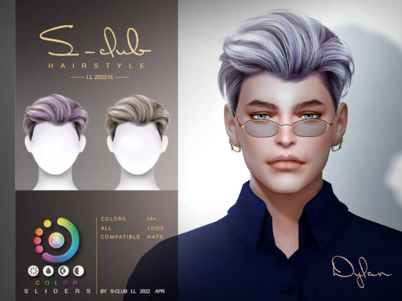 The Sims 4 Men’s short hair (Dylan) by S-Club at TSR