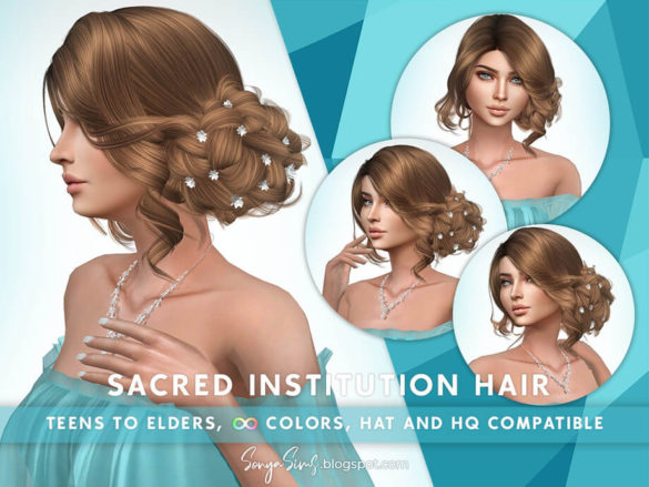 The Sims 4 Sacred Institution hair by SonyaSimsCC at TSR