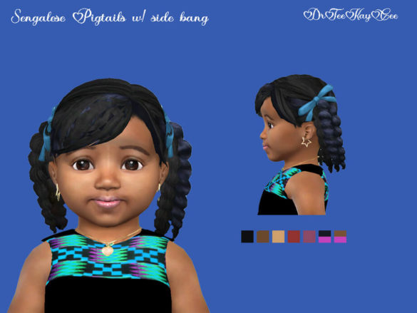 The Sims 4 Senegalese Twisted Pigtails with Bangs by drteekaycee at TSR