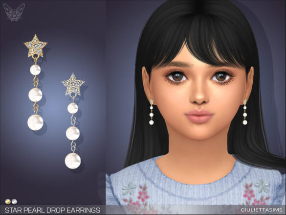The Sims 4 Star Pearl Drop Earrings For Kids by feyona