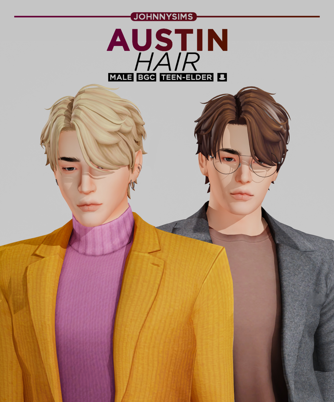 austin hair maxis match male hair