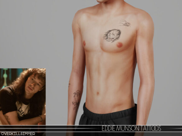 eddie munson tattoos - the sims 4