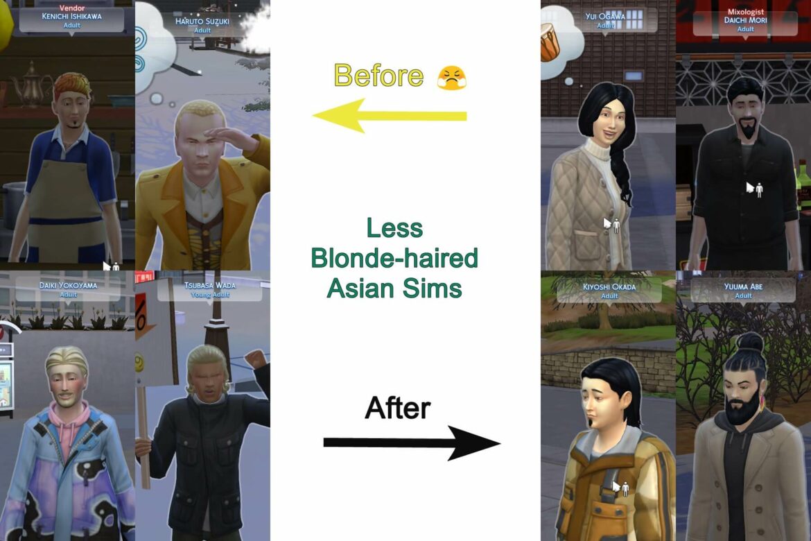 Dark Hair for Asian Archetype Sims