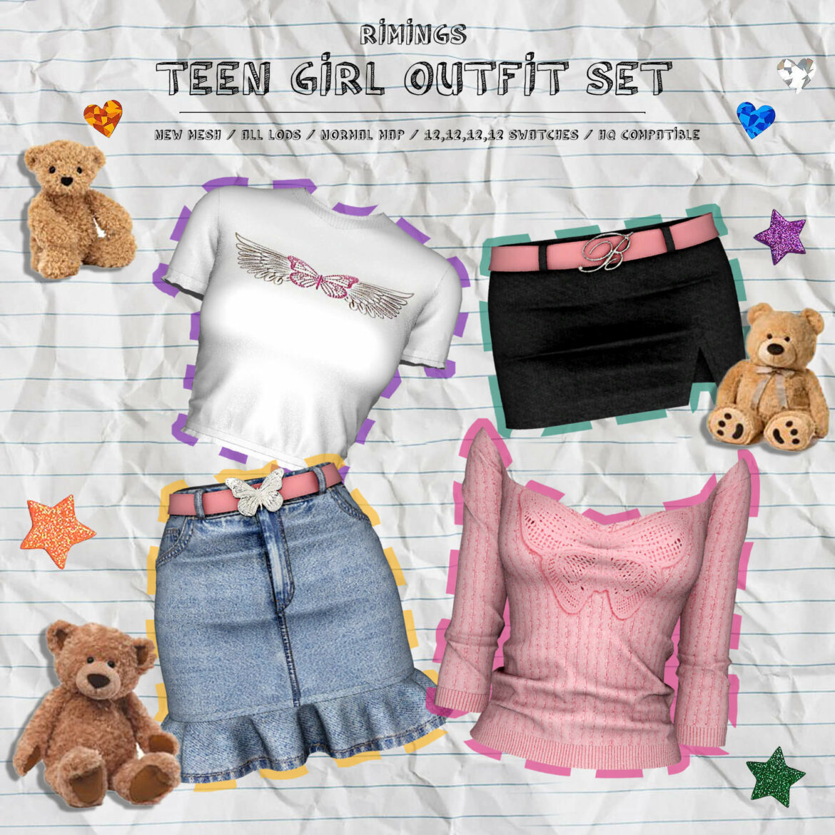 rimings teen girl outfit set