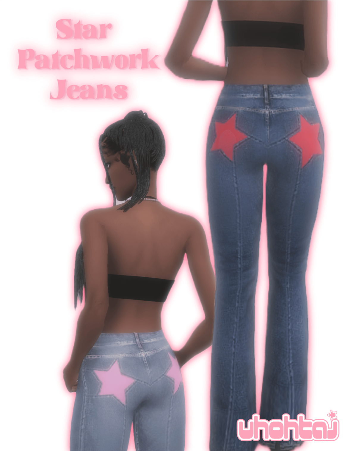 uh0htaj star patchwork jeans