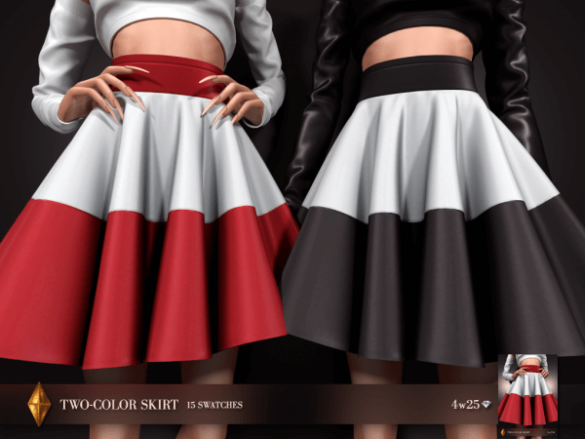 4w25 - Two-Color Skirt - The Sims 4