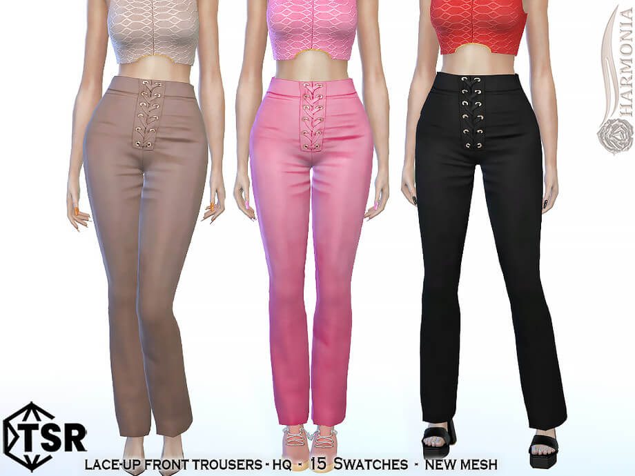 High-waisted Lace-up Front Trousers