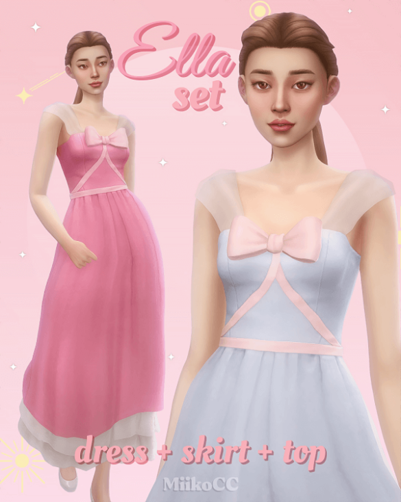 Ella set dress, skirt & top | The Sims Book