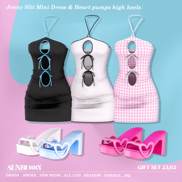Jenny Slit Mini Dress & Heart pumps heels