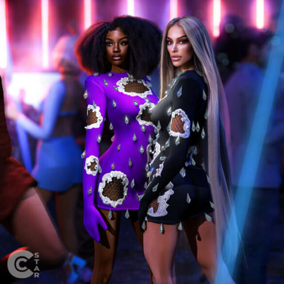 Party Dress with Hanging Crystals