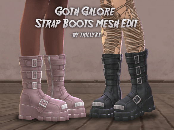 Goth Galore Strap Boots Mesh Edit