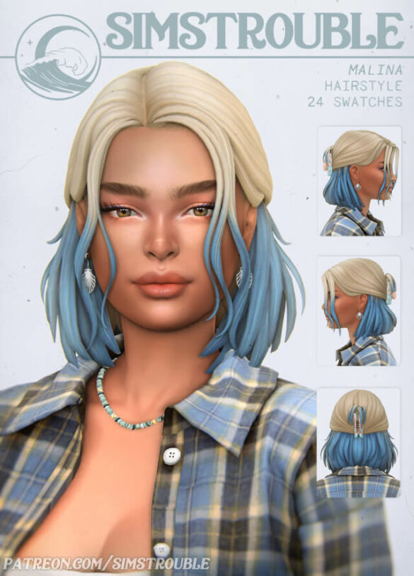 Malina Hairstyle (3 Versions) by simstrouble