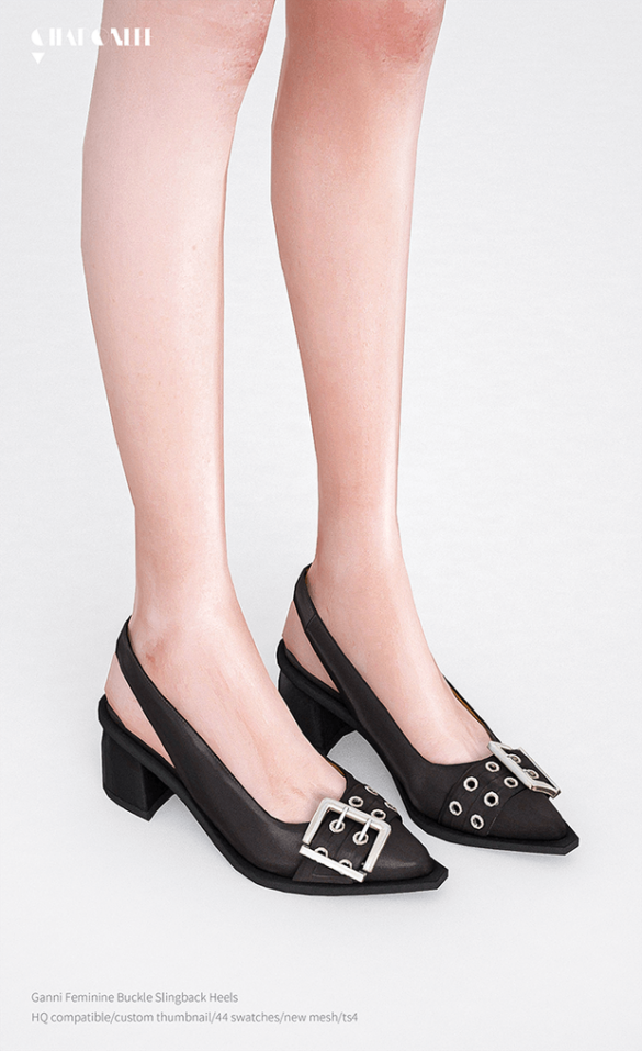 Ganni Feminine Buckle Slingback Heels