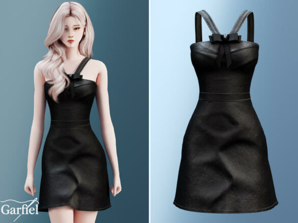 Adult - Elegant black dress with bow detail straps