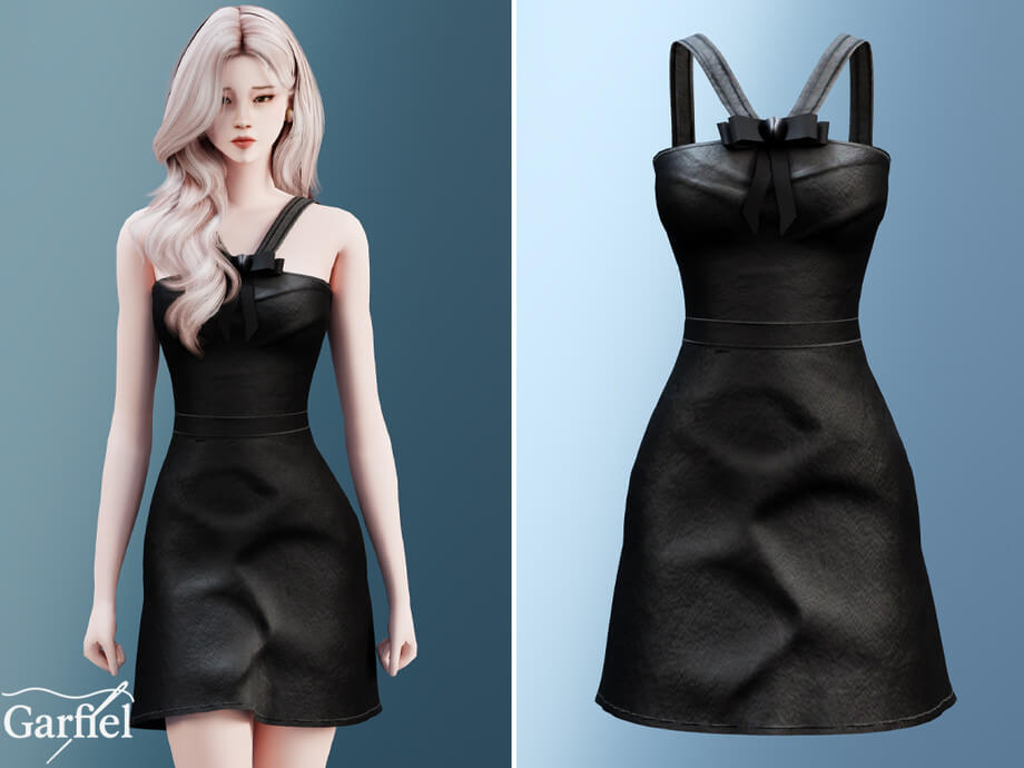 Adult - Elegant black dress with bow detail straps