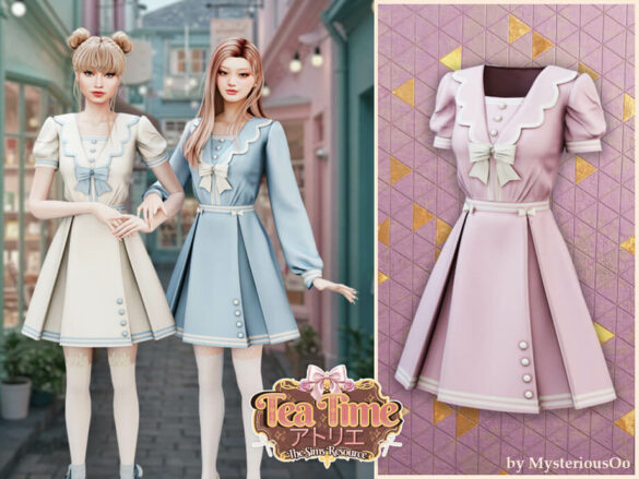 Tea Time - Sweet scalloped bow dress